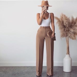 Zara Dark Tan Flared Pants